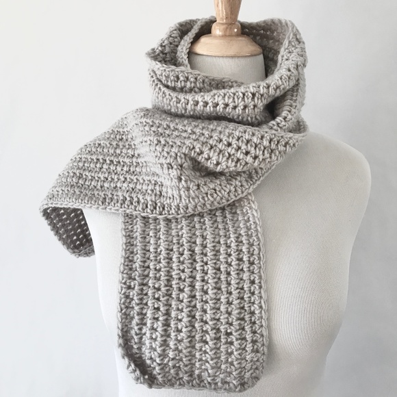 Hand Crafted Crocheted Grey Scarf & Cozy Socks - Proceeds To Charity - Picture 2 of 9